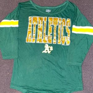 Oakland Athletics woman’s 3/4 length sleeves.